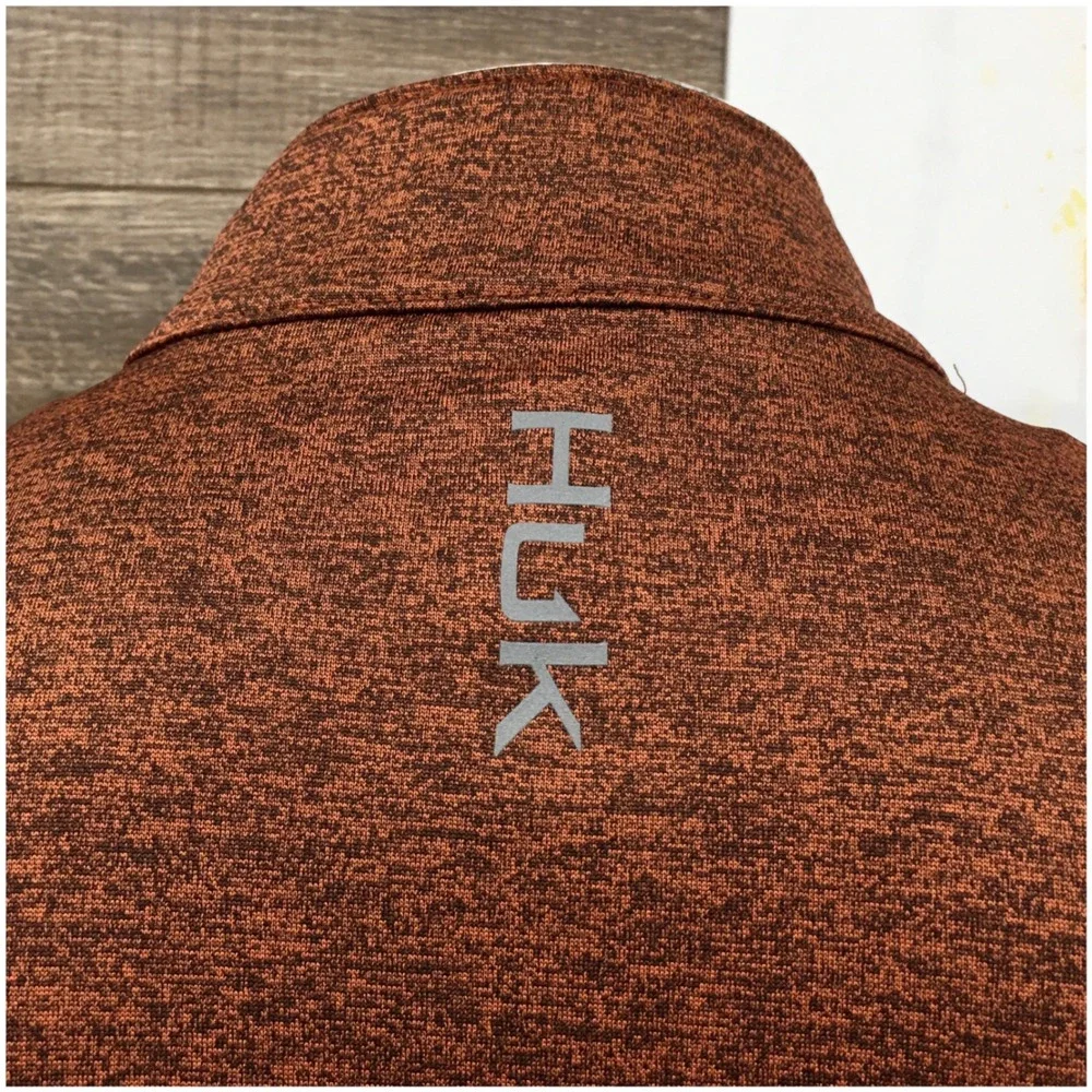 Huk Pursuit Mens XL Burnt Orange Heather 1/4 Zip Pullover Performance Shirt - Picture 4 of 7